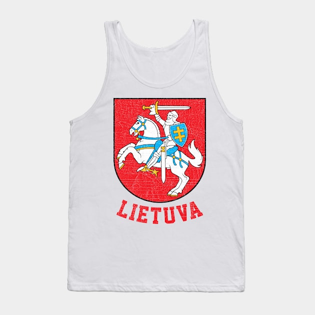 Lithuania - Vintage Distressed Style Crest Design Tank Top by DankFutura